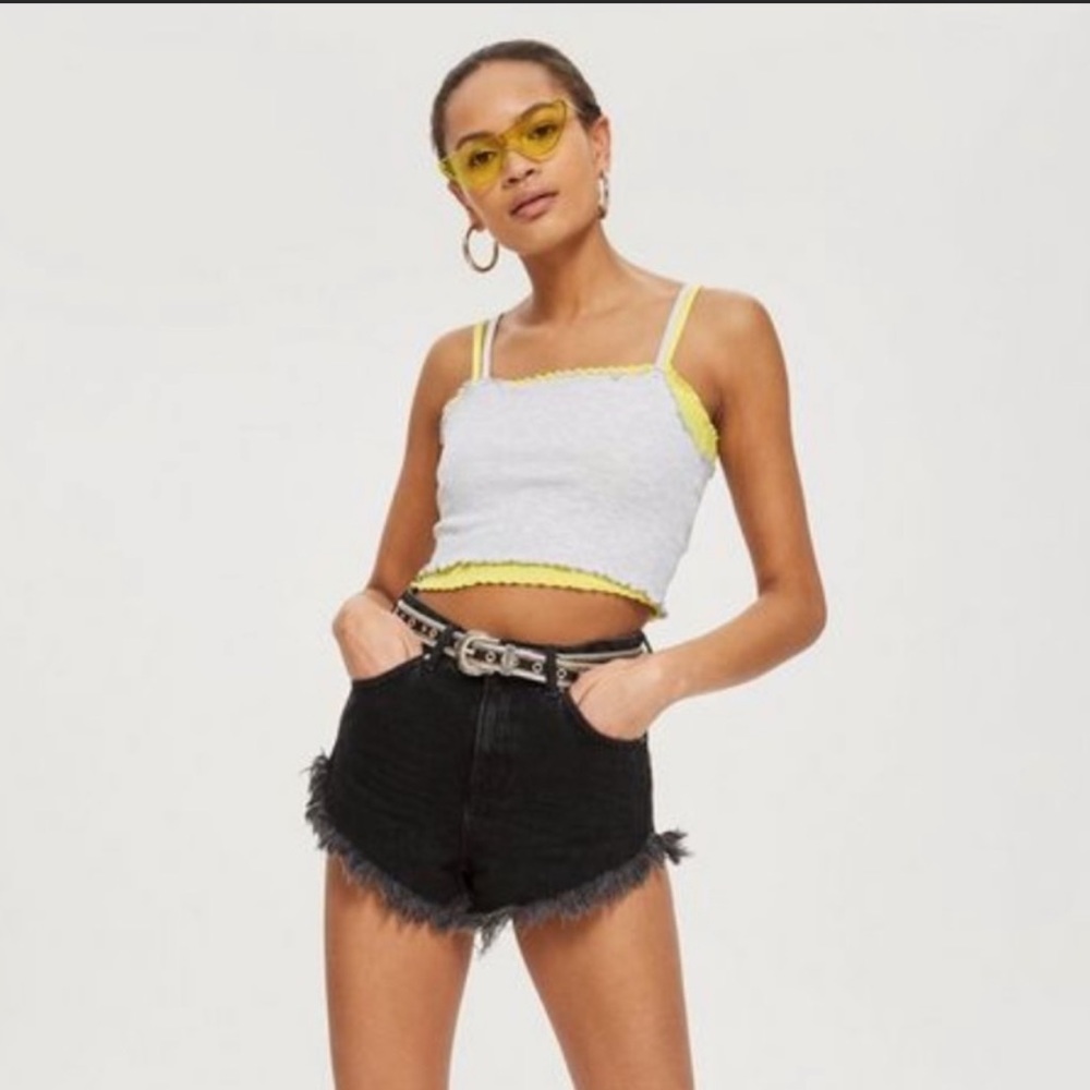 Topshop Motto Kiri Black Denim Shorts